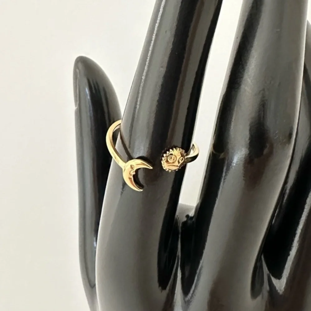 Gold Sun and Moon Ring